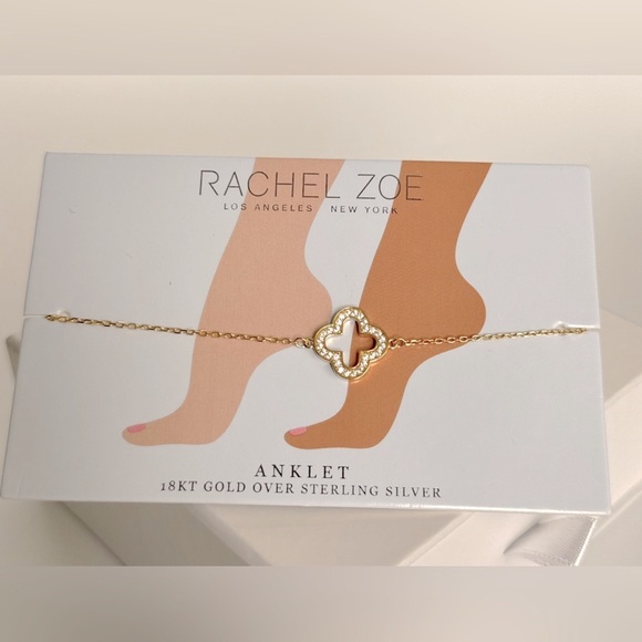 Rachel Zoe Clover Anklet Bracelet 925 Sterling Silver - Picture 2 of 6